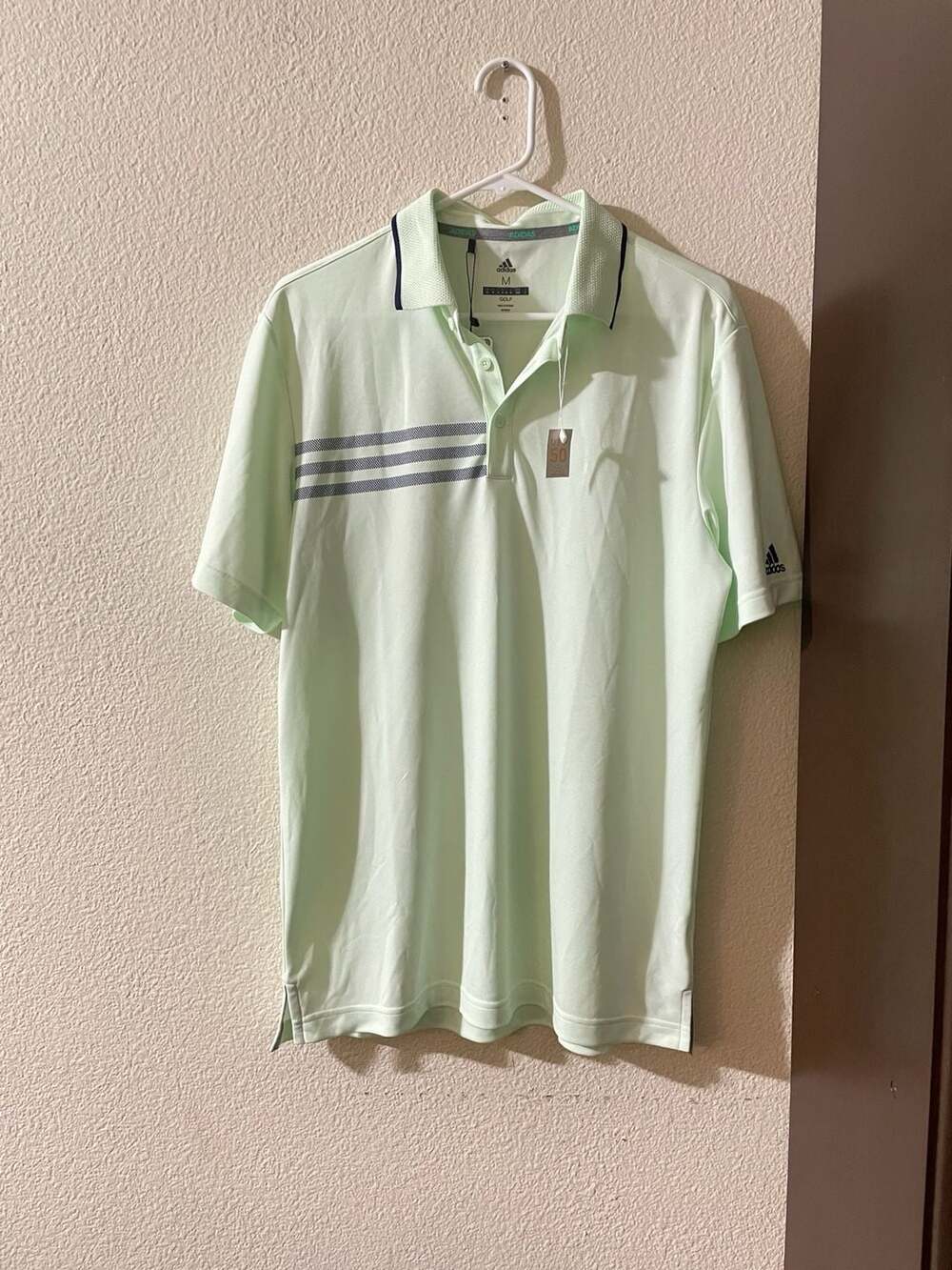 Adidas 3 Stripe Polo Size M Aero Green CF7887